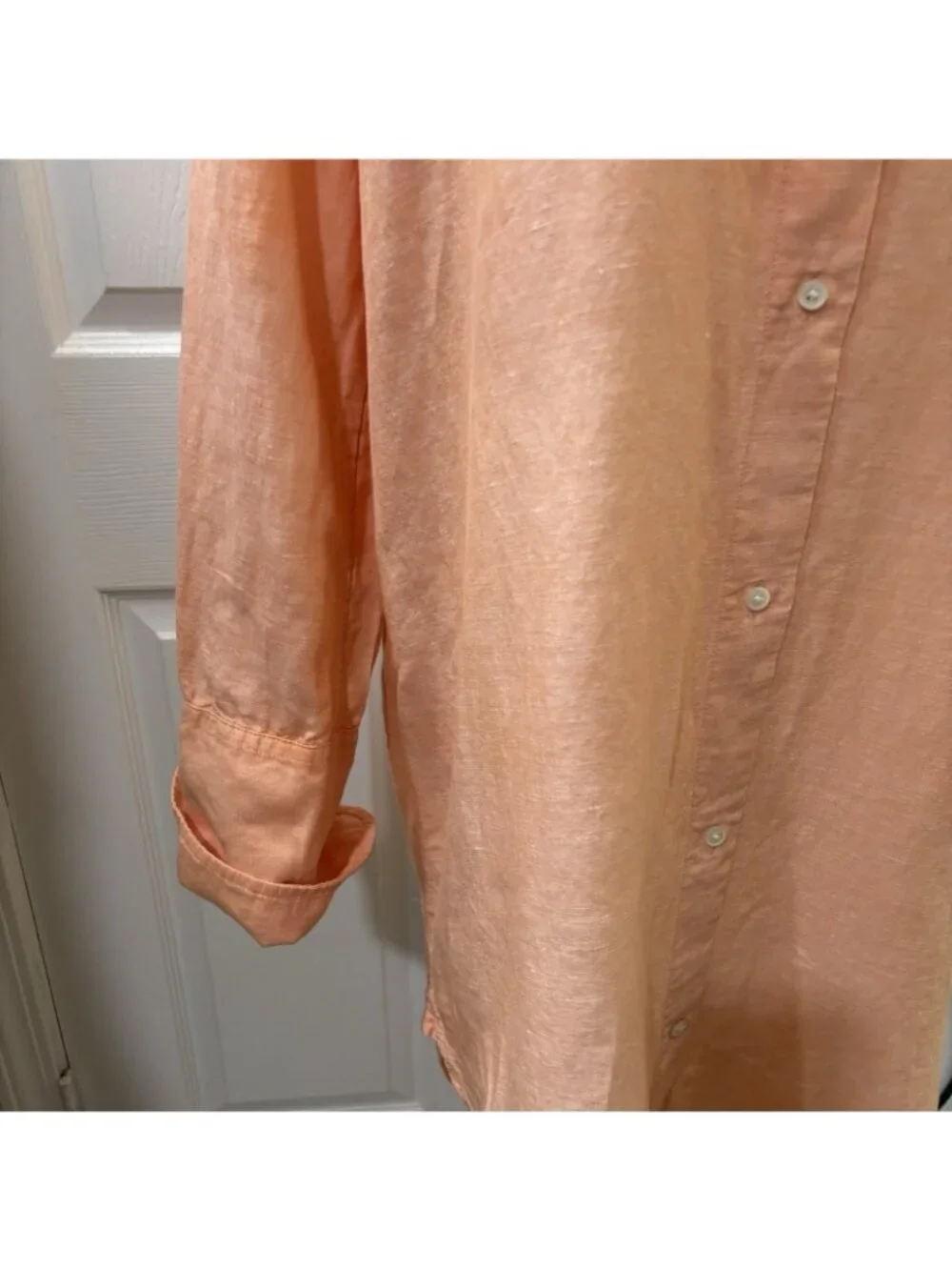 J Crew Coral Relaxed Fit Beach Shirt In Linen Cotton Size Medium